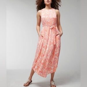 Soma Weekend Jersey Knit Dress XL Orange and Pink Belted Pockets Resort
